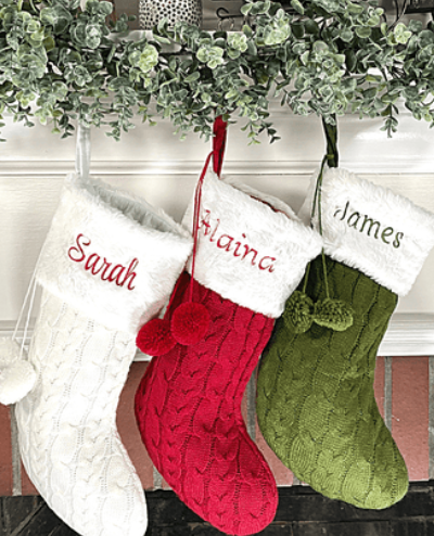 Christmas Stockings - Knit with Pom Pom